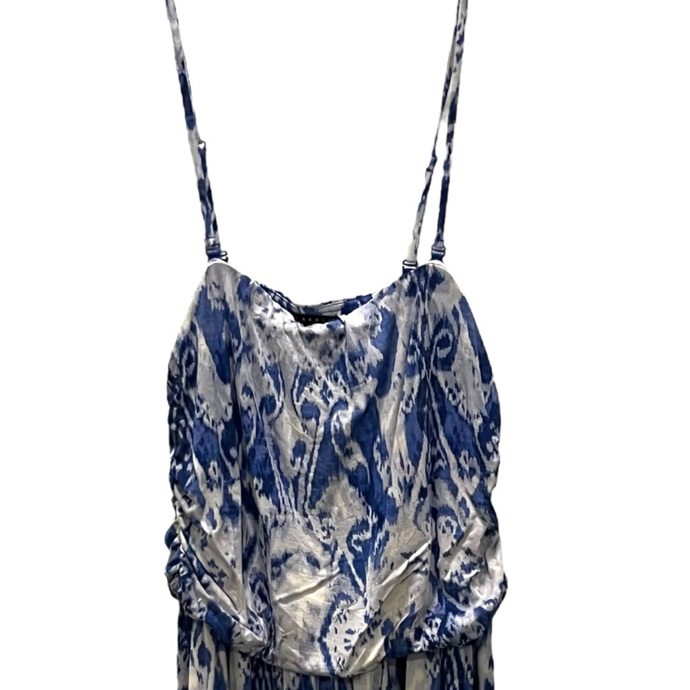 Carole Little Dress Ruched Maxi Cami Halter Empire Blue Tie Dye Boho Hippie XL - Picture 4 of 15